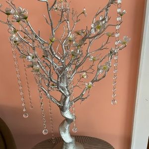 silver branch crystal decor
